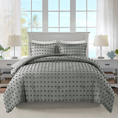 #ad 3 Piece Tufted Dot Comforter Set Twin Queen King Size