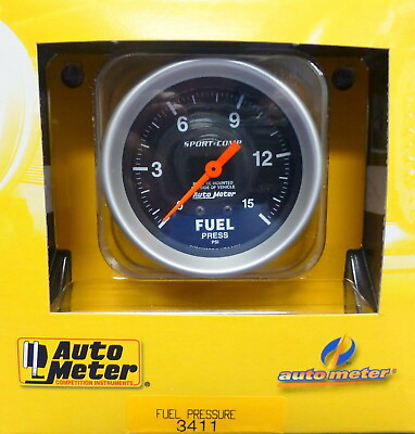 #ad Auto Meter 3411 Sport Comp Mechanical Fuel Presure Gauge 0 15 PSI 2 5 8quot; Black
