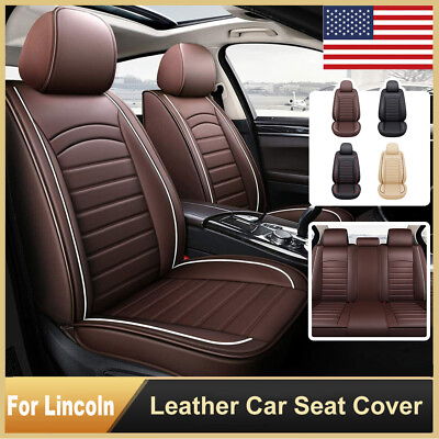 #ad For Lincoln Car Seat Cover Leather 2 5 Seat Front Rear Auto Waterproof Protector
