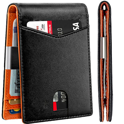 Slim Mens Wallet with Money Clip Leather RFID Blocking Bifold Credit Card Holder $12.99