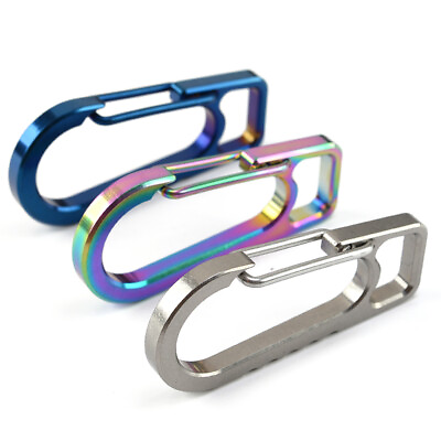 #ad Titanium Alloy Carabiner Spring Snap Hook Clip KeyChain EDC Quick Release Buckle