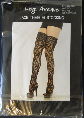 #ad Exotic Rose Lace Thigh High Stockings With Lace Top Leg Avenue 9762 One Size
