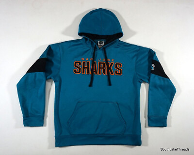 #ad San Jose Sharks Majestic Performance Embroidered Hoodie Sz Men#x27;s Medium