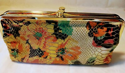 #ad Hobo Women#x27;s Snake Clutch Wallet Floral Multi color