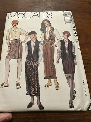 #ad 6685 McCalls Vintage 90#x27;s VestShirtWrap Skirt Womens Pattern Sz. 10 Uncut