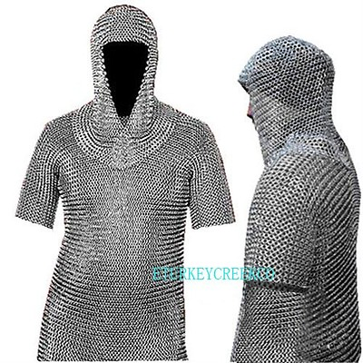 #ad Museum Replica Chain Mail Armor Long Shirt and Coif