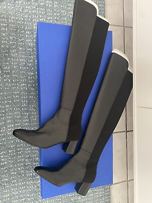 #ad Stuart Weitzman Gillian Leather Block Heel Knee High Boots 7.5