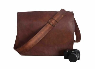 17quot; Messenger bag leather men#x27;s shoulder laptop women satchel briefcase bags $58.90