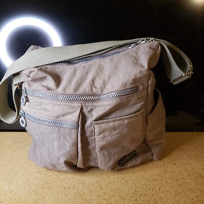 #ad Neat Pack Beige Nylon Crossbody Travel Bag Purse RFID