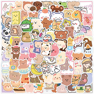#ad 100Pcs Cute Cartoon Korean Bear Stickers for Kids ScrapbookingLovely Aesthet...