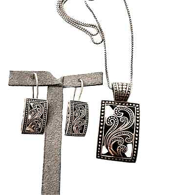 #ad 925 Sterling Silver Necklace Pendant amp; Earrings Set