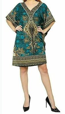 #ad Short Kaftan Hippy Boho Maxi Dress Free Size Womens Caftan Top Tunic Dress Gown