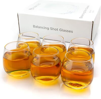 #ad Cool Shot Glasses Round Bottom Balancing Heavy Base Clear Glass Cups Set of 6