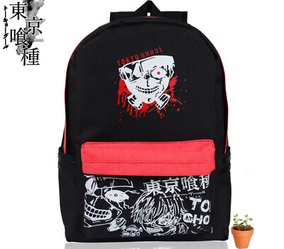 #ad Black Anime Tokyo Ghoul Logo Backpack Canvas Bookbag Travel Bag Rucksack Gift