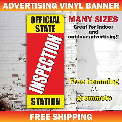 #ad OFFICIAL STATE INSPECTION STATION Advertising Banner Vinyl Mesh Sign Vehicle