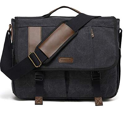 #ad Messenger Bag 17 In Laptop Bag Water Resistant Canvas Shoulder Bag Satchel Br...