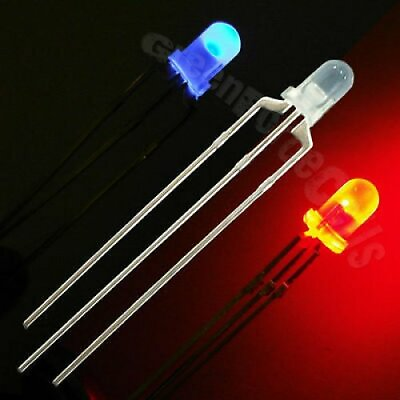 #ad 20 x 3mm 3 Pins Leg Common Anode Red Blue LED Light Bright Emitting Lamp Bulbs