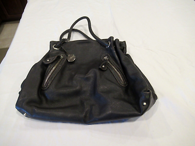 #ad Furla black leather bucket bag purse handbag