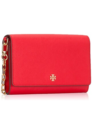 #ad Tory Burch Emerson Crossbody Chain Wallet Red NWOT