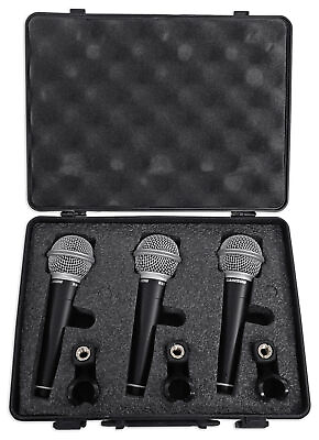 #ad Samson R21 3 Pack Dynamic Vocal Cardioid Handheld MicrophonesMic ClipsCase