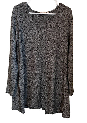 #ad Soft Surroundings Black Marled Asymmetric Tunic Sweater Size M