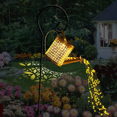 #ad Solar Watering Can with Lights Small Outdoor Solar Lanterns Hanging Waterpro...