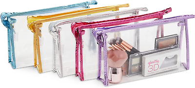 #ad 10 Pack Clear Cosmetic Bags with Zipper for Makeup Travel Size Toilet