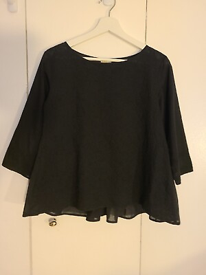 #ad MATTA black voile cotton embroidered blouse top M READ