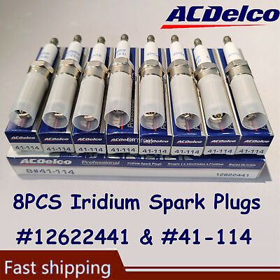 #ad 8Pcs Genuine OEM 41 114 Iridium Spark Plugs 12622441 For Cadillac Chevrolet GMC