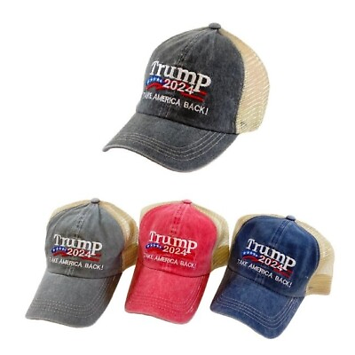 #ad Trump 2024 TAKE AMERICA BACK TRUCK MESH Embroidered BASEBALL Cap Hat CHARCOAL