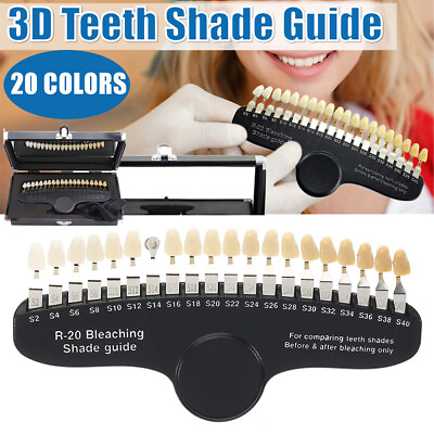 #ad R 20 Dental 3D Shade Guide Tooth Shade Chart Board Color Comparator with Mirror