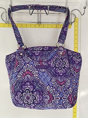 #ad Vera Bradley Lilac Tapestry Glenna Purse Bag Tote Purple EUC