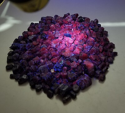 #ad Natural corundum Sapphire crystals lot. Highly UV Reactive 1 KG Lot