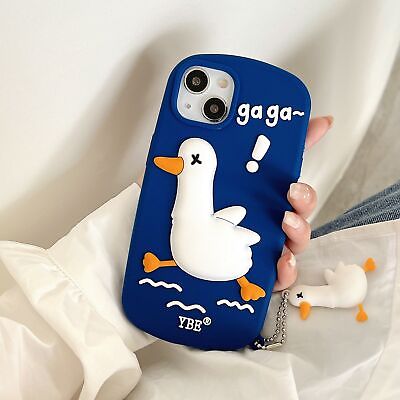 #ad Cartoon 3D Cute Blue Duck Silicone Phone Case For iPhone XS XR 11 12 13 Pro Max