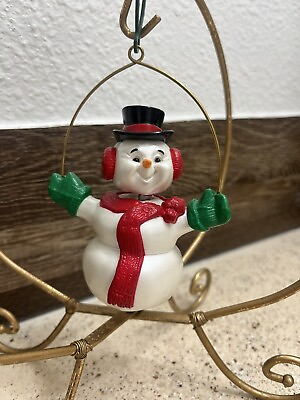 #ad VTG Hallmark 1986 Bobble Wiggly Head Snowman Ornament