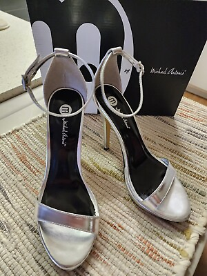 #ad Michael Antonio Silver Stiletto Heels Lovina 4.5 inch heel Size 7.5
