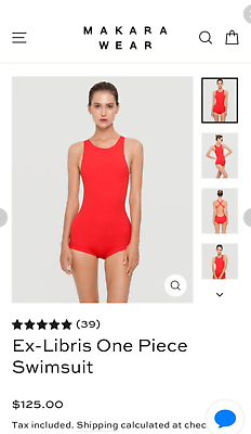 #ad NWOT Makara Wear Ex Libris One Piece Swimsuit Red Size S Open Back Eco RRP$125