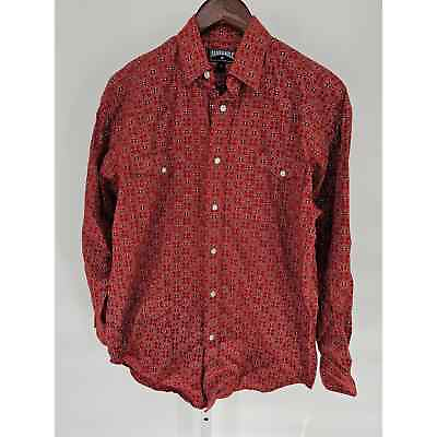 #ad Panhandle Slim Mens Sz S Long Sleeve Pearl Snap Western Shirt Red Bandana Print