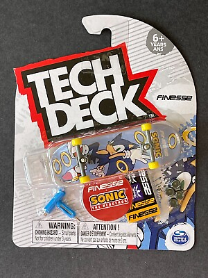 #ad Tech Deck SONIC Hedgehog Finesse Fingerboard Skateboard Rings Blue SEGA VHTF