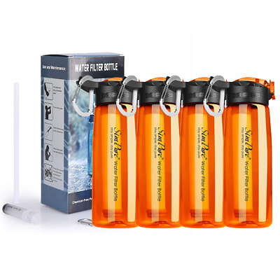 #ad Sports Water Filter Bottle650mLReplaceable 4Stage FilterLeakProofCamping1 4