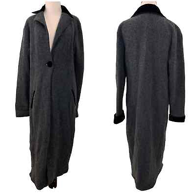 #ad Icelandic Design Grey amp; Black Wool Trench Coat Size Medium