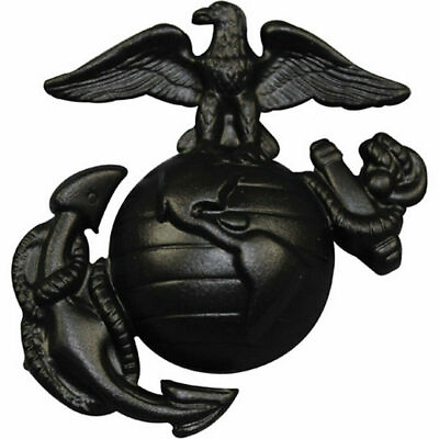 #ad US Marine Corps Left Cap Black Emblem WW 2 USMC Lapel Hat Pin 1 3 4quot; Full Size