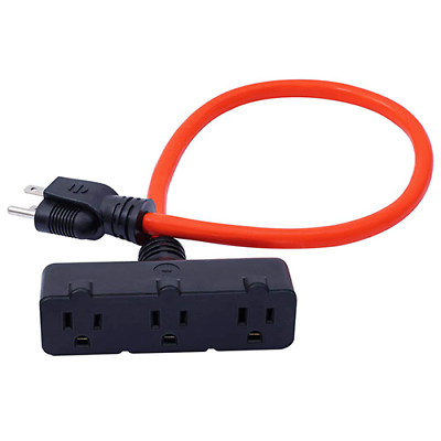 #ad 24in. 12 Gauge 15 AMP Triple Tap Grounded Power Outlet Cord 3 Way Power Cable