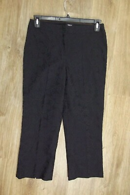 #ad TRIBAL Stretch CAPRI PANTS Size 6 Black Embossed Print