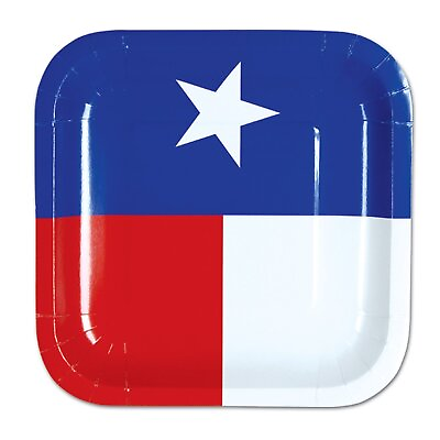 #ad Beistle Texas Plates 7 Inch Red