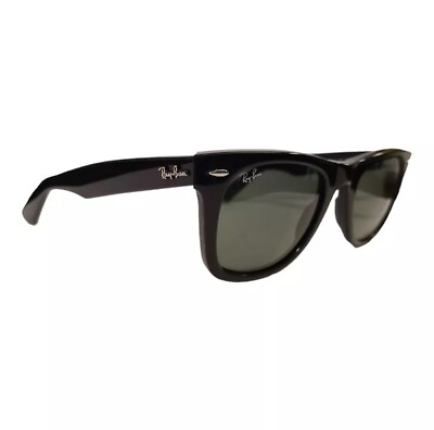#ad Ray Ban RB2140 901 50 22 Wayfarer Green Lenses Unisex Classic Sunglasses Black