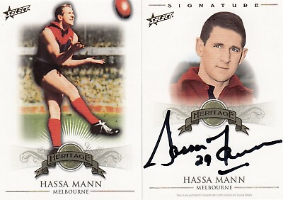 #ad 2011 Select AFL HERITAGE CARD SIGNED UNSIGNED PAIR H8 HASSA MANN #63