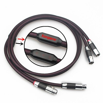 #ad Pair HiFi Audio 3 Pin XLR Balance Cable 4N Pure Silver Core Carbon Fiber Plug