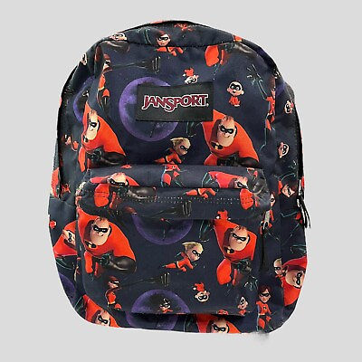 #ad Jansport Disney Incredibles Pixar Backpack School Bag Zipper Characters Pockets