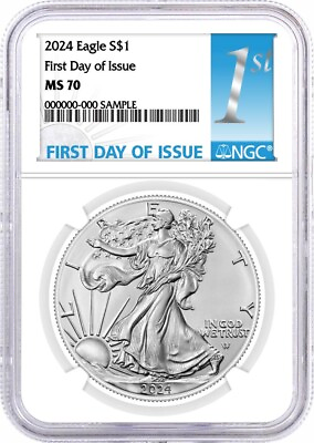 #ad 2024 $1 Silver Eagle NGC MS70 First Day of Issue 1st Label